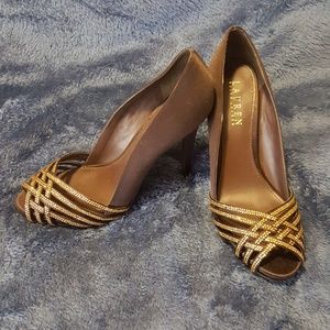 Lauren Ralph Lauren Balina Satin Peeptoe Heels